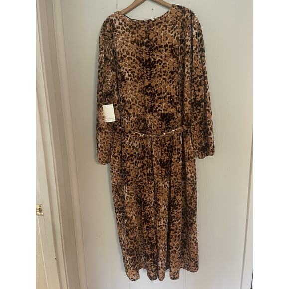 Nurture By Westbound Animal Print Hi Low Velvet Velour Faux Wrap Dress 2X NEW! - Picture 6 of 6